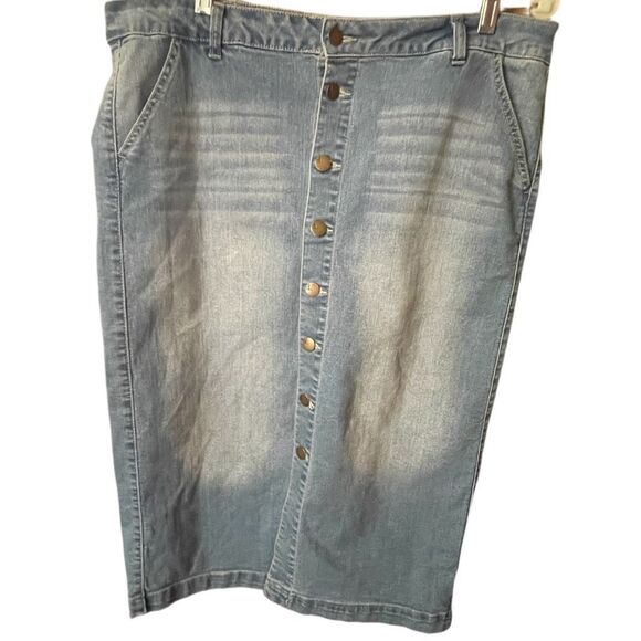 Vintage d.Jeans size 16 button front denim pencil skirt pre faded. - Picture 1 of 7